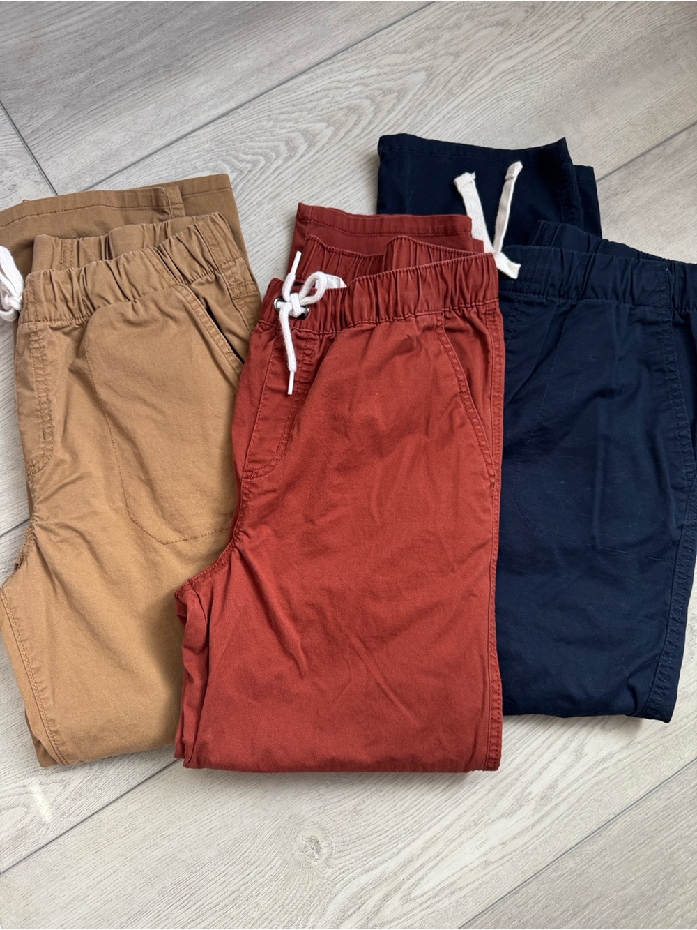 Boys Pull-On Jogger Pants - Navy, Rust & Tan